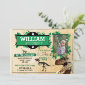 恐竜の誕生日パーティー T-Rex 発掘 フォト 招待状 (スタンド正面)