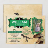 恐竜の誕生日パーティー T-Rex 発掘 フォト 招待状 (正面/裏面)