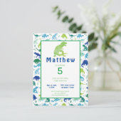 恐竜の誕生日パーティーTレックスキッズ招待状 インビテーションポストカード (スタンド正面)