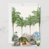 恐竜の誕生日パーティーTレックス水彩写真 招待状 (裏面)