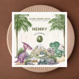 恐竜の誕生日パーティーTレックス水彩 スタンダードカクテルナプキン