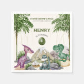 恐竜の誕生日パーティーTレックス水彩 スタンダードカクテルナプキン (正面)