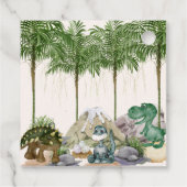 恐竜の誕生日パーティーTレックス水彩 フェイバータグ (裏面)