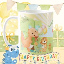 恐竜の誕生日パーティ 水彩画 コーヒーマグカップ