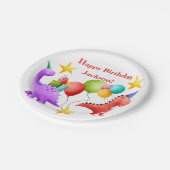 恐竜の誕生日プレート ペーパープレート (アングル)