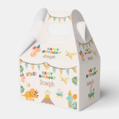 恐竜の誕生日ボックス – 名前をカスタムする フェイバーボックス (正面サイド)