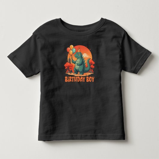 恐竜の誕生日ボーイ トドラーTシャツ (正面)