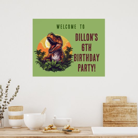 恐竜の誕生日ポスターのサイン ポスター (キッチン)