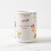 恐竜の誕生日マグギフト – カスタム写真 コーヒーマグカップ (中央)