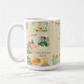 恐竜の誕生日マグギフト – 名前をカスタムする&写真 コーヒーマグカップ (左)