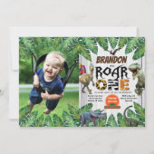 恐竜の誕生日写真の招待ジュラシック 招待状 (正面)