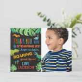 恐竜の誕生日写真サンキューカード 招待状 (スタンド正面)