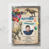 恐竜の誕生日写真招待状　ナチュラル 招待状 (正面)