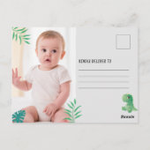 恐竜の誕生日写真招待状 ポストカード (裏面)