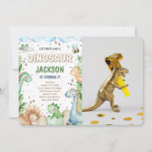 恐竜の誕生日写真招待状 招待状 (正面)