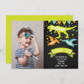 恐竜の誕生日写真 サンキューカード (正面/裏面)