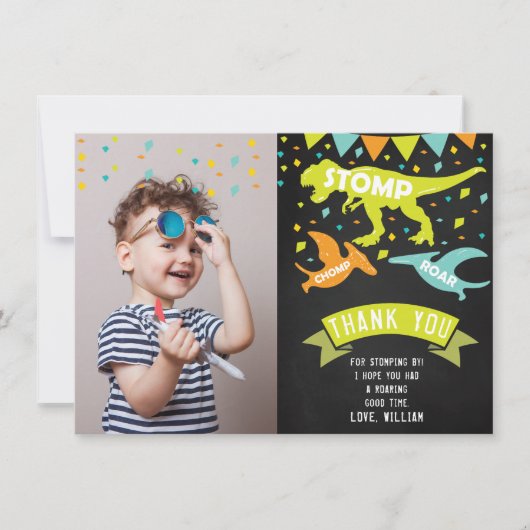 恐竜の誕生日写真 サンキューカード (正面)