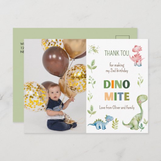 恐竜の誕生日写真 ポストカード (正面/裏面)