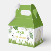 恐竜の誕生日少年任意の年齢グリーンイエローブラック フェイバーボックス (裏面サイド)