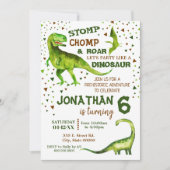 恐竜の誕生日恐竜T-Rex先史時代のパーティー 招待状 (正面)