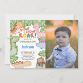 恐竜の誕生日招待状と写真 招待状 (正面)