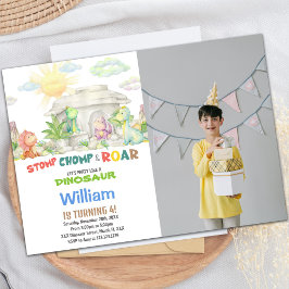 恐竜の誕生日招待状と写真 招待状