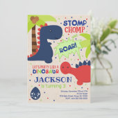 恐竜の誕生日招待状のための男の子 招待状 (スタンド正面)