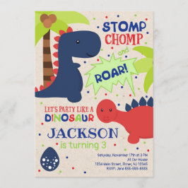 恐竜の誕生日招待状のための男の子 招待状