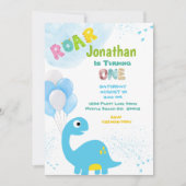 恐竜の誕生日招待状のための男の子 招待状 (正面)