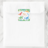 恐竜の誕生日招待状カラフルかわいい スクエアシール (バッグ)