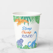 恐竜の誕生日招待状カラフルかわいい 紙コップ (裏面)
