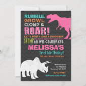 恐竜の誕生日招待状ガールドロウナーズパーティー 招待状 (正面)