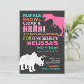 恐竜の誕生日招待状ガールドロウナーズパーティー 招待状 (スタンド正面)