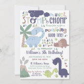 恐竜の誕生日招待状スタンプアンドチョンプ 招待状 (正面)