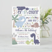 恐竜の誕生日招待状スタンプアンドチョンプ 招待状 (スタンド正面)