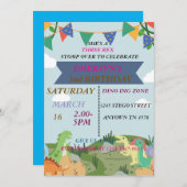 恐竜の誕生日招待状 サンキューカード (正面/裏面)