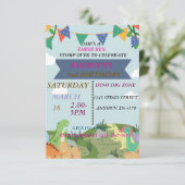 恐竜の誕生日招待状 サンキューカード (スタンド正面)