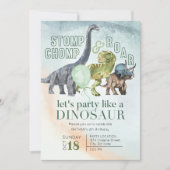 恐竜の誕生日招待状、スタンプ・チョンプ・ロア 招待状 (正面)