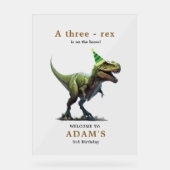 恐竜の誕生日招待状、スリーレックスの誕生日 アクリルサイン (正面)