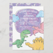恐竜の誕生日招待状、ディノパーティーインビタティ 招待状 (正面/裏面)