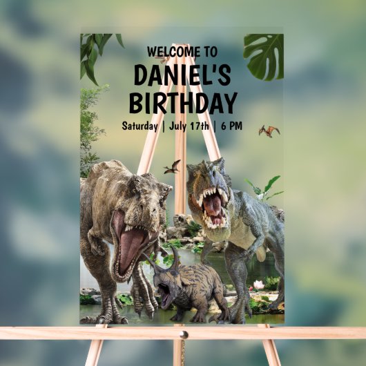 恐竜の誕生日招待状 ディノ ティラノサウルス 誕生日 アクリルサイン (ニュートラル)