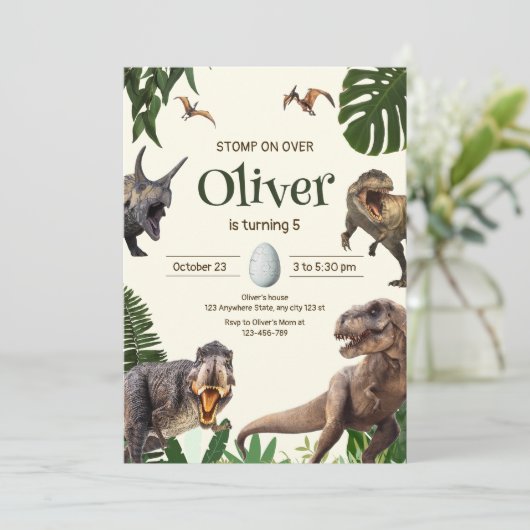 恐竜の誕生日招待状 ワイルド恐竜パーティー 招待状 (スタンド正面)