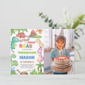 恐竜の誕生日招待状（写真付き） 招待状 (スタンド正面)