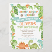 恐竜の誕生日招待状、恐竜の招待状 招待状 (正面/裏面)