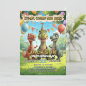 恐竜の誕生日招待状 - 恐竜テーマの招待状 招待状 (スタンド正面)