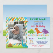 恐竜の誕生日招待状　恐竜パーティー 招待状 (正面/裏面)