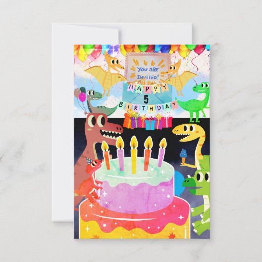 恐竜の誕生日招待状 招待状 (正面)