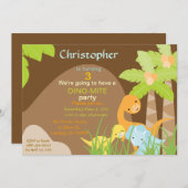 恐竜の誕生日招待状 招待状 (正面/裏面)