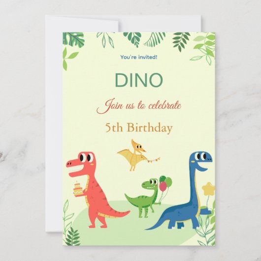 恐竜の誕生日招待状 招待状 (正面)