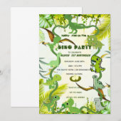 恐竜の誕生日招待状, 編集可能な恐竜の2歳 招待状 (正面/裏面)